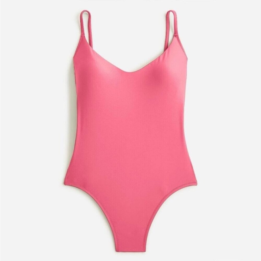 J Crew pink scoop neck low back one piece swimsuit size 12